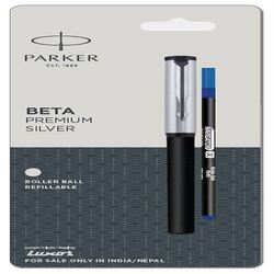PARKER BETA PREMIUM SILVER WITH COATED CLIP ROLLER BALL PEN